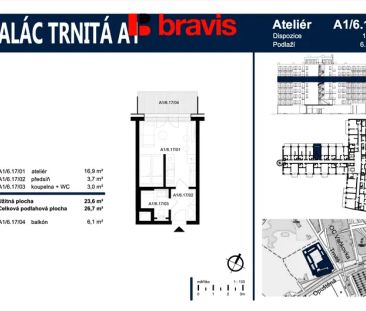 Pronájem zařízeného bytu 1+kk, Palác Trnitá, balkon, sklep, garážov... - Photo 2
