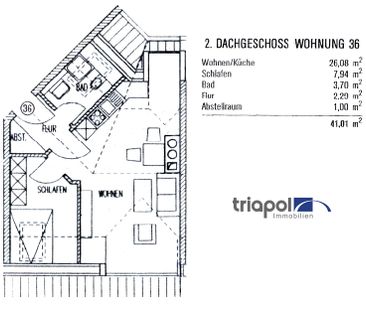 Helle 2-Zi.-Whg. im Dachgeschoss mit Laminatboden und Tageslichtbad. - Foto 5