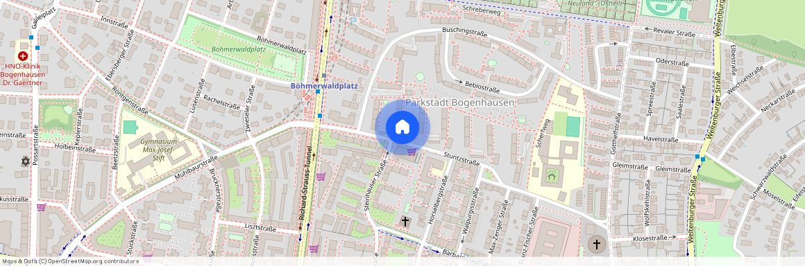 Stuntzstraße, 81677 München Parkstadt Bogenhausen ca. 2, 9 km east of Munich-center