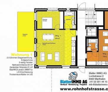 2.5-room apartment with 64m² and large seating area - Foto 2