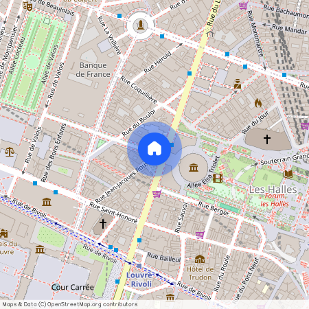 Rue Jean Jacques Rousseaux et Rue du Colonel Driant 75001 Paris (1er arrondissement)