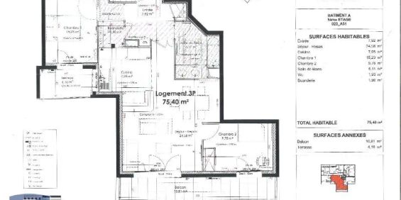Appartement à louer 3 pièces 75.4m² - Photo 3