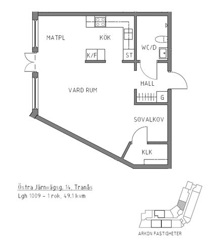 Östra Järnvägsgatan 14 1.5 rok, 49.1 kvm - Photo 5