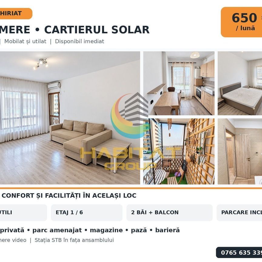 Închiriere 3 camere Cartierul Solar Parcare - Photo 1