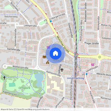 Rathausplatz, 82008 Unterhaching ca. 8, 5 km south of Munich-center