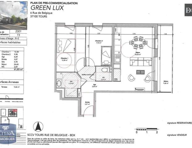 Appartement à louer 3 pièces 61.83m² - Photo 1