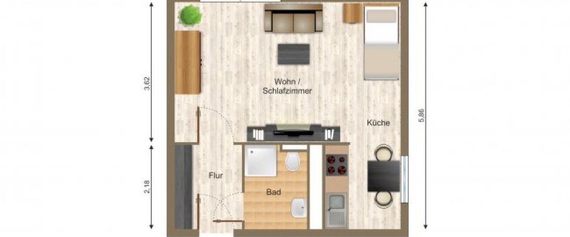 Wohnung, 1 Zimmer (32,87 m²) - Foto 1