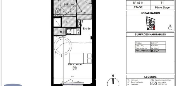 Location Appartement 1 pièce 23m² RENNES 35000 - Photo 2