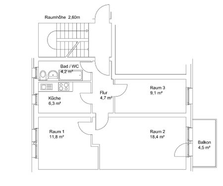 Einziehen und Wohlfühlen ab 15.12.2024 neue 3 Raumwohnung mit Balkon! - Photo 3