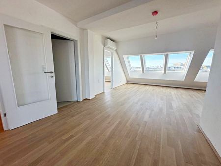 ERSTBEZUG, DACHGESCHOSS, klimatisierte 82 m2 Neubau mit Balkon, Wohnküche, 2 Zimmer, Wannenbad, Parketten, Augarten - Photo 2