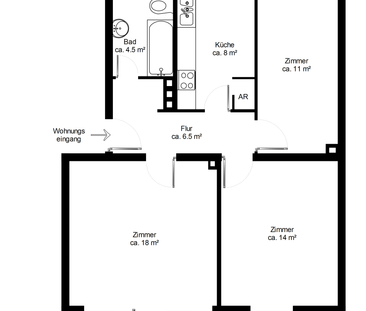 3 Zimmer-Wohnung mit schönem Schnitt - Foto 2