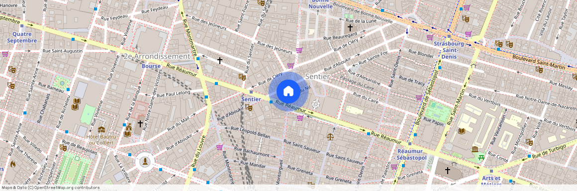 rue de Clery entre rue des Petits carreaux et rue Saint Phlippe 75002 Paris (2e arrondissement)