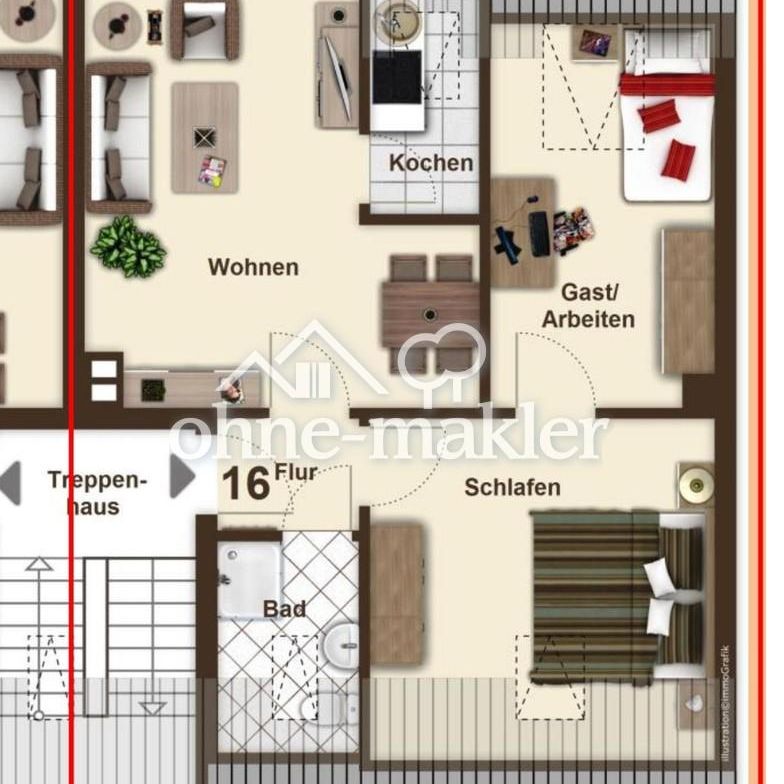 schöne DG-Wohnung im HErzen von Opladen - Foto 1