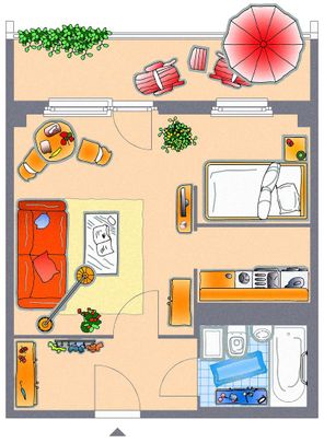 1-Raum-Wohnung mit Balkon nahe botanischer Garten - Foto 1