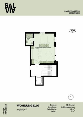 1.5 Zimmer, 49 m², 2. Stock - Foto 5