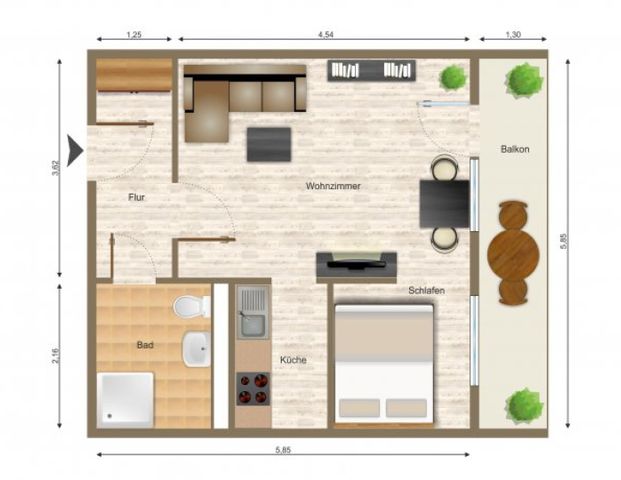 Wohnung, 1 Zimmer (36,22 m²) - Foto 1