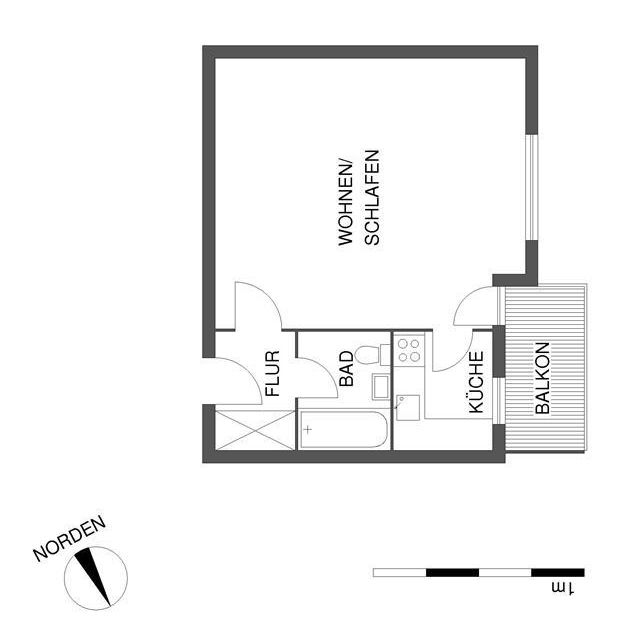 Helles 1-Zimmer-Apartment mit Balkon in ruhiger Lage - Foto 2