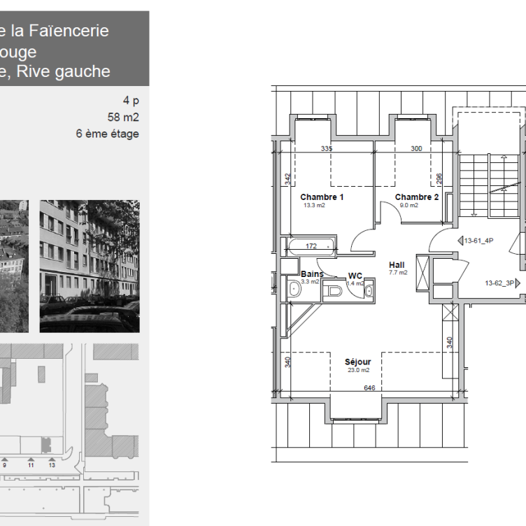 Appartement de 4 pièces au 6ème étage d'environ 58 m2 - Foto 2