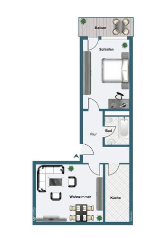 Möblierte Zwei-Raum-Wohnung mit Balkon im Herzen Pempelforts - Photo 3