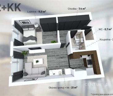 Pronájem bytu 2+kk 42 m - Photo 2