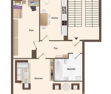 Helle 2-Zimmer-Wohnung in Chemnitz mit Einbauküche, Balkon, Badewan... - Foto 1