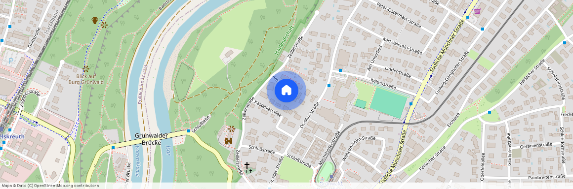 Am Düllanger, 82031 Grünwald ca. 11, 4 km south of Munich-center