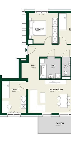 Sonnige - 4-Zimmer-Wohnung im 2. Obergeschoss mit Balkon - Photo 2