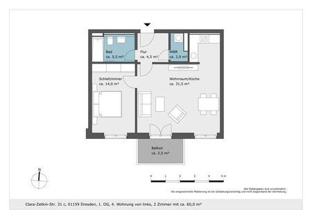 Neubau! Großzügige 2 Raumwohnung mit Balkon! - Photo 3