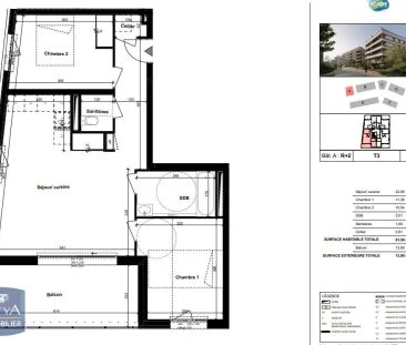 Appartement à louer 3 pièces 61.58m² - Photo 2