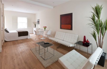 A beautifully refurbished studio apartment featuring solid wood flooring, air conditioning, bespoke storage and a pull-down bed. - Photo 5