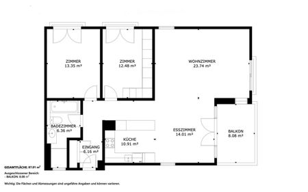 Stilvolle 3.5-Zimmerwohnung mit Balkon und Einstellhallenplatz - Foto 5