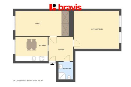 Pronájem bytu 2+1, Brno - střed, ulice Bayerova, dobrá dostupnost do centra města - Fotografie 2