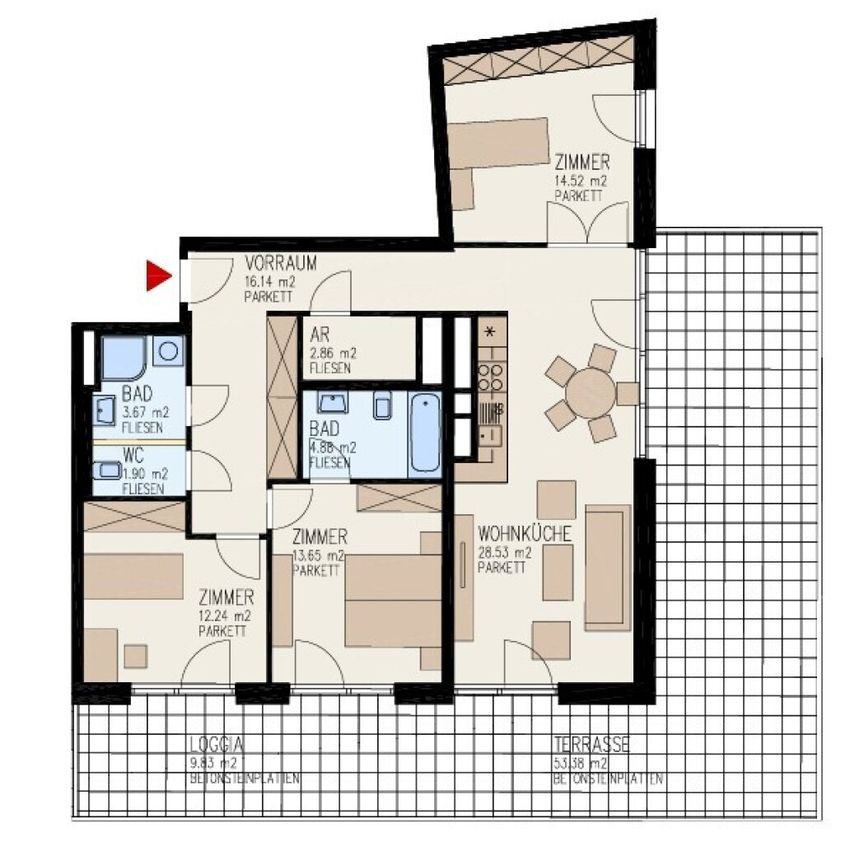 Familienfreundliche 4-Zimmer-Wohnung mit riesiger Freifläche in Linz nähe Wifi zu vermieten! (Top 71) - Photo 1