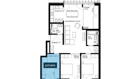 4½ Zimmer-Wohnung in Dübendorf (ZH), möbliert, auf Zeit - Foto 3