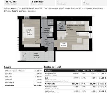Neubau I Geförderte 2 Zimmer Mietwohnung (46,62 m²) mit moderner Kü... - Foto 5