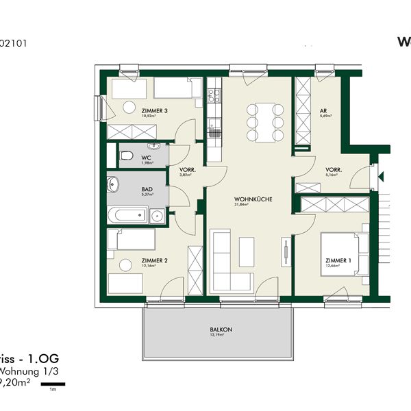 Helle 4-Zimmer-Wohnung im Obergeschoss mit großem Balkon - Photo 2