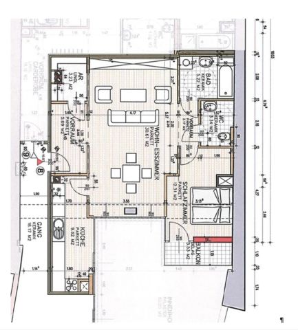 Moderne, geräumige 2-Zimmer-Wohnung mit möblierter Küche und kleinem Balkon in Zentrumslage Ried - Photo 2