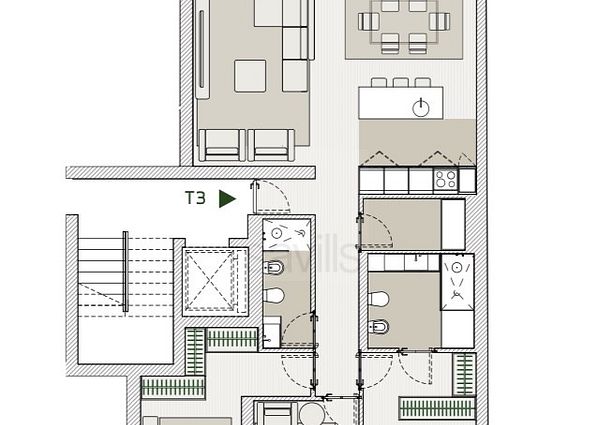 Apartamento T3 com terraço no Pereiró - Porto