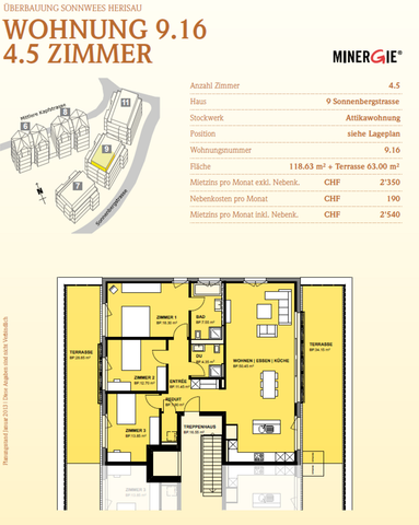 Schöne Attikawohnung mit zwei Terrassen - Photo 2