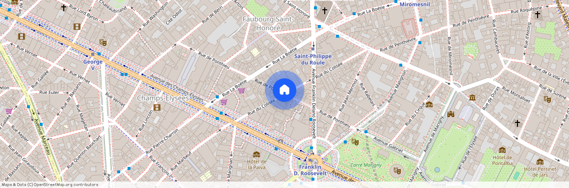 Rue Ponthieu entre rue de Colisée et rue de la Boétie 75008 Paris (8e arrondissement)