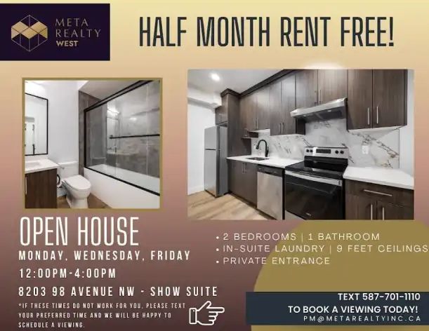 HALF MONTH FREE! New 2-Bed, 1 Bath, Basement Suite Near King Edward Park | 9232 85 Street, Edmonton - Photo 1