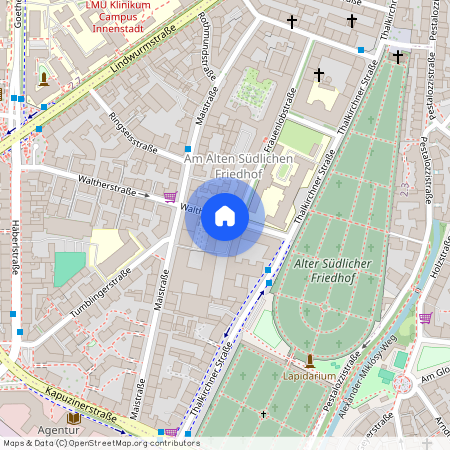 Waltherstraße, 80337 München Isarvorstadt ca. 1, 9 km south-west of Munich-center