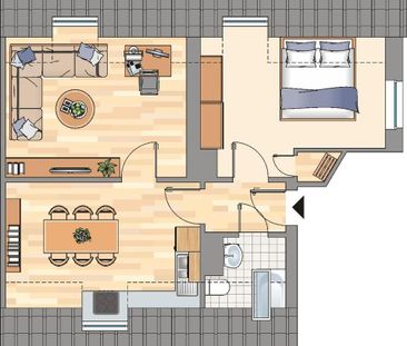 Einziehen und Wohlfühlen: gut aufgeteilte 2 Zimmer-Wohnung im Dachg... - Photo 1