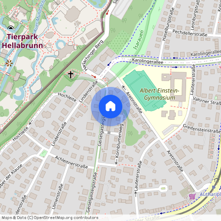 Geiselgasteigstraße, 81545 München Harlaching ca. 7, 2 km south of Munich-center