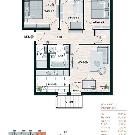 Traumhafte 4-Zimmer-Wohnung mit 2 Balkonen - Photo 4
