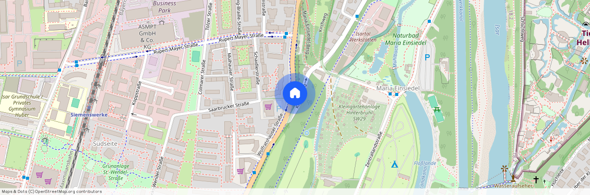 Wolfratshauserstr., 81379 München Thalkirchen ca. 5, 3 km south-west of Munich-center