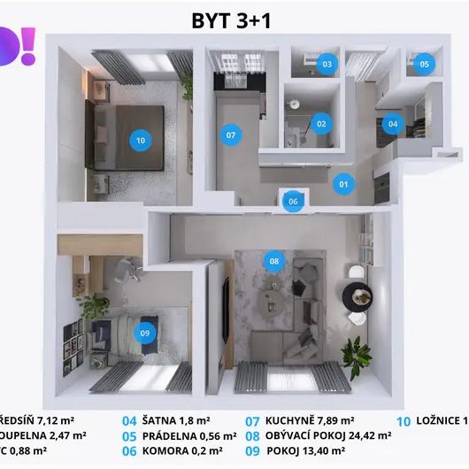 Pronájem bytu 3+1, 74 m - Photo 1
