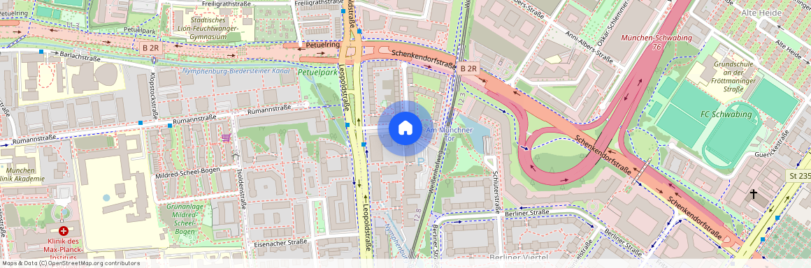 Wilhelm-Hertz-Straße, 80805 München Schwabing ca. 4, 2 km north of Munich-center