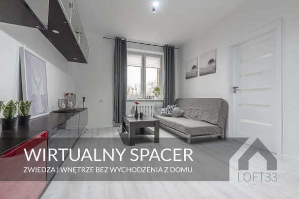 Przestronne i wyposażone dwupokojowe mieszkanie w centrum Jaworzna do wynajęcia | Spacer 3D - Photo 1