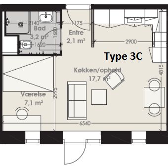 1-værelses studiebolig (Type 2) - Photo 4